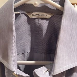 Suit supply button down very thin blue stripes